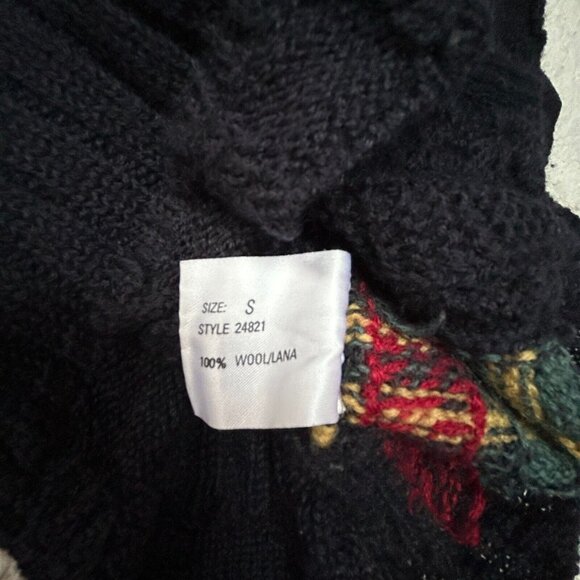 Vintage Precis Petite Small Black/Red Plaid Cable-Knit V-Neck Sweater Vest Wool - Picture 8 of 9